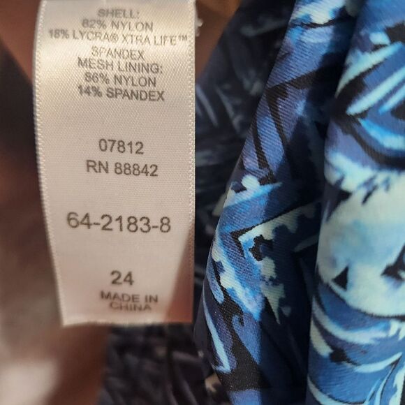 Swimsuits For All Blue Chevron Herringbone Design Tankini Top Plus Sz 24 Modest - Picture 4 of 6